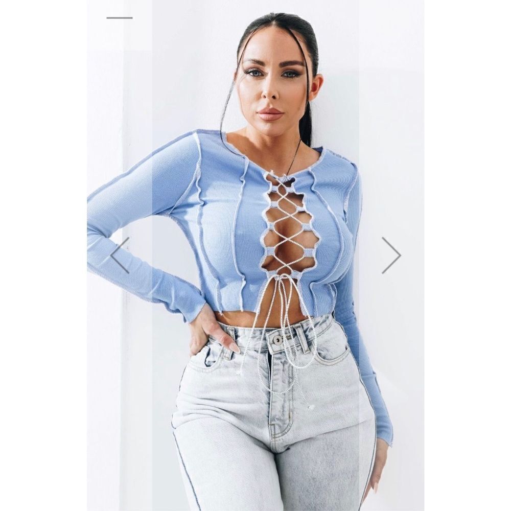 Exposed Seam Lace Up Top